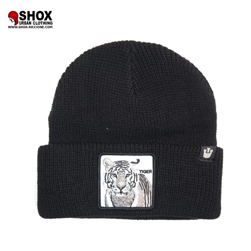 Silver Tiger Black Ribbed Beanie