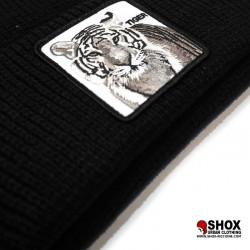 Silver Tiger Black Ribbed Beanie