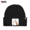 High Black Ribbed Beanie