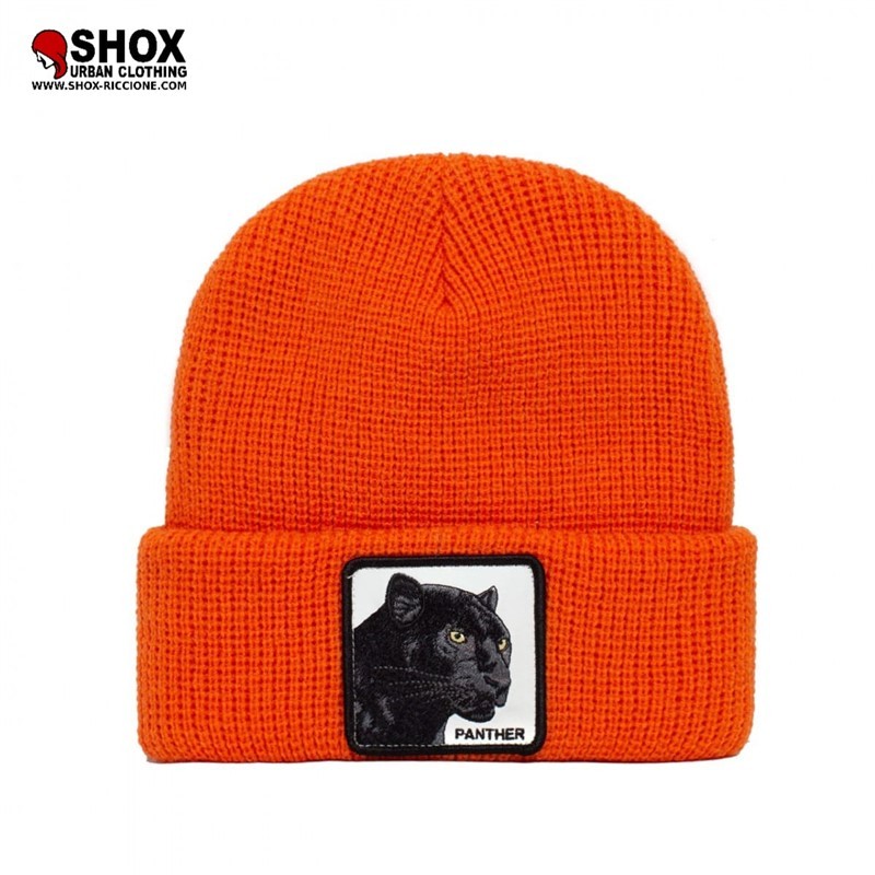 Panther Orange Ribbed Beanie