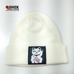 Sbam Lucky Cat White Beanie