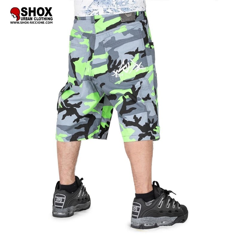 Baggy Neon Camo Ripstop Cargo Short