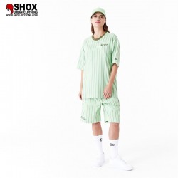 Pinstripe Menta/Brown Tee