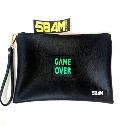 Sbam Game Over Neon Green Pochette Black Ecopelle