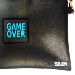 Sbam Blue Game Over Pochette Black Ecopelle