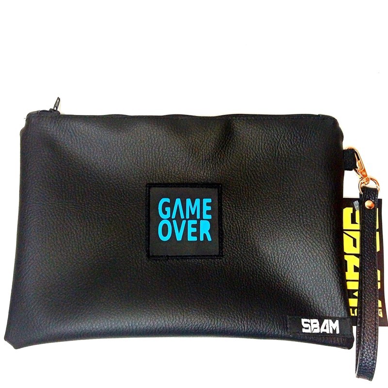 Sbam Blue Game Over Pochette Black Ecopelle