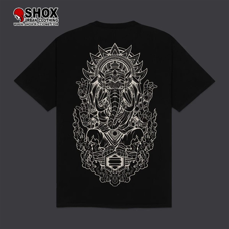 Ganesha Outline Tee Black