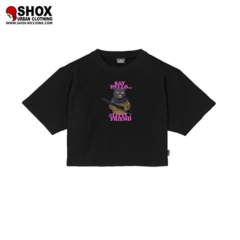 Hello Woman Cropped Tee Black