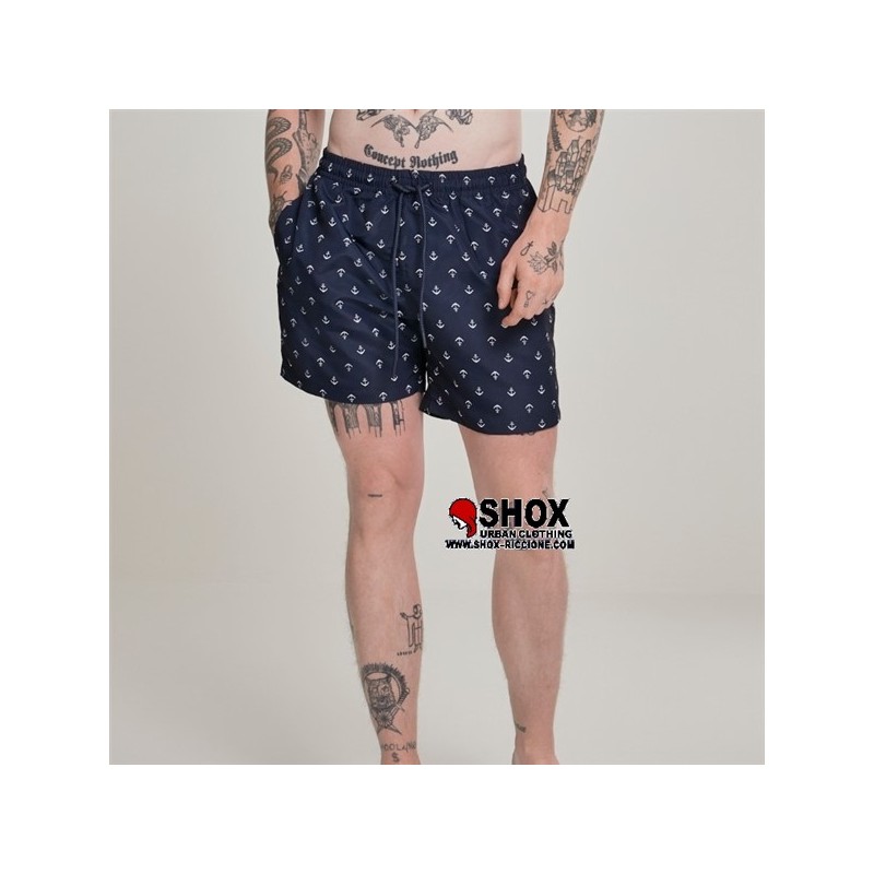 Anchor Navy Swimshort, costume con retina interna e tasche laterali+ tasca dietro con zip, vita regolabile con cordino