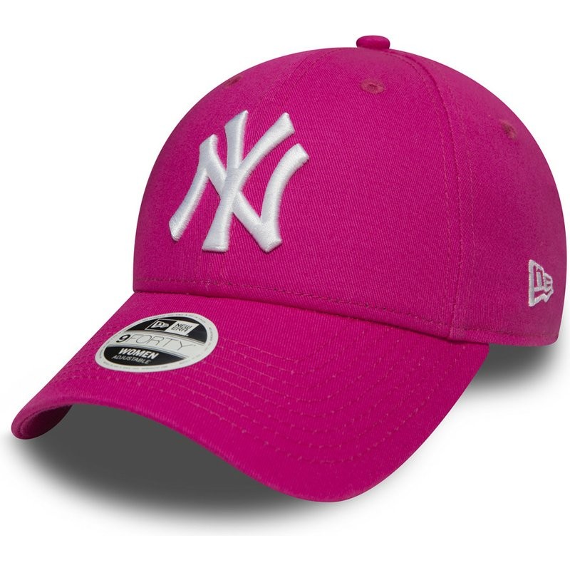 NY Fucsia/white, New Era, ricamo centrale 3D e ricamo flag lato sx, regolabile