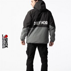 Anorak Jacket black grey Dolly, halfzip,  tascone con zip frontale con logo, interno pile.