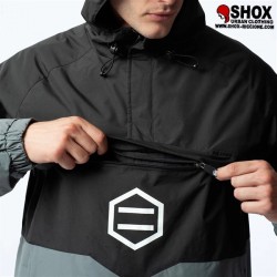 Anorak Jacket black grey Dolly, halfzip,  tascone con zip frontale con logo, interno pile.