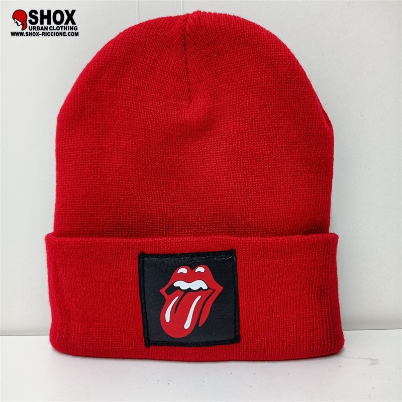 Beanie Rolling Sbam Red , patch nera ecopelle stampata + dietro etichetta sbam clothing, lavaggio 30°