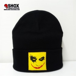 Beanie Joker Sbam Black/Yellow, patch gialla ecopelle stampata + dietro etichetta sbam clothing, lavaggio 30°