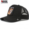 Sabertooth Black Trucker, patch ricamata frontale con tigre dai denti a sciabola su base nera