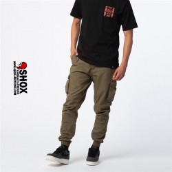 Ripstop Cargo olive Dolly,tasconi laterali con bottoni con patch logo Dolly , elastico alto sulla caviglia