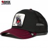 Punk Black/Bordeaux Limited Ed. Trucker, patch ricamata frontale con animale su base bianca, etichetta su visiera