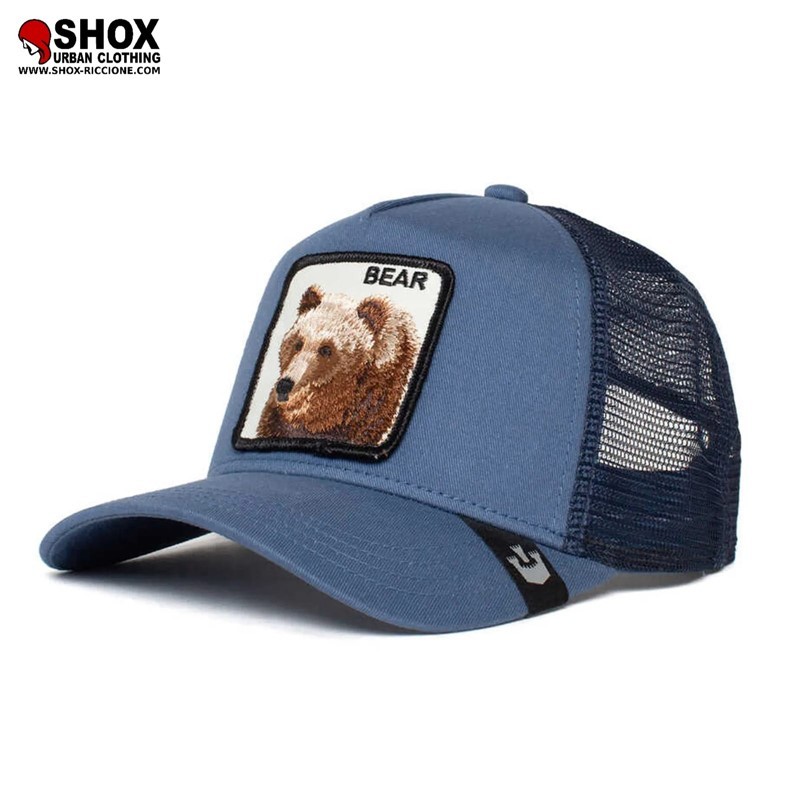 Bear Grizzly Blue Trucker