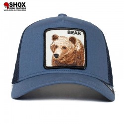 Bear Grizzly Blue Trucker