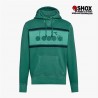 washed Hoodie green, Diadora, stampa logo frontale a negativo