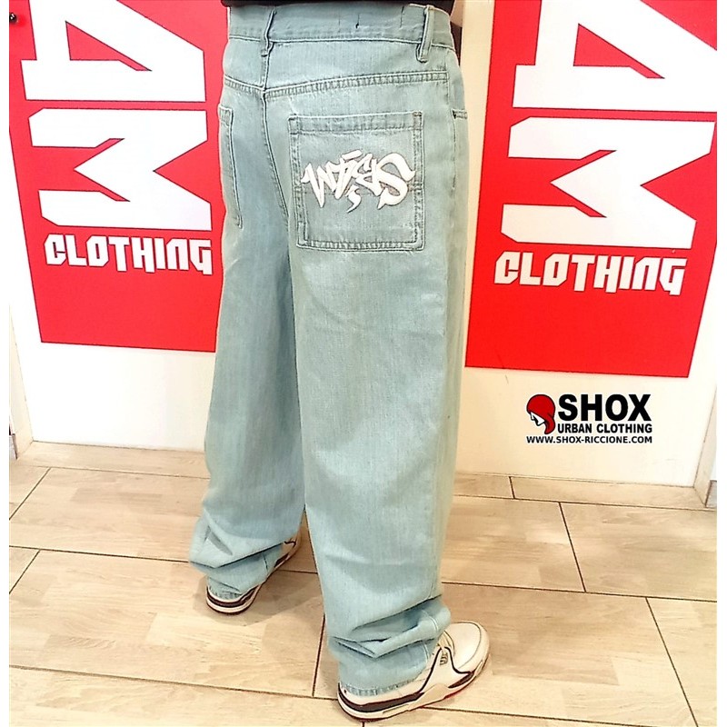 Sbam Tag Baggy Jeans Light Denim/White